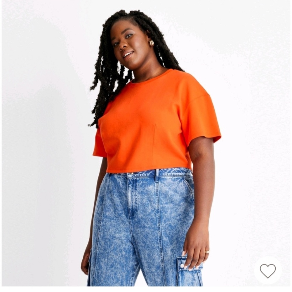 Future Collective Kahlana Orange crop Tshirt Womens size 1X Top